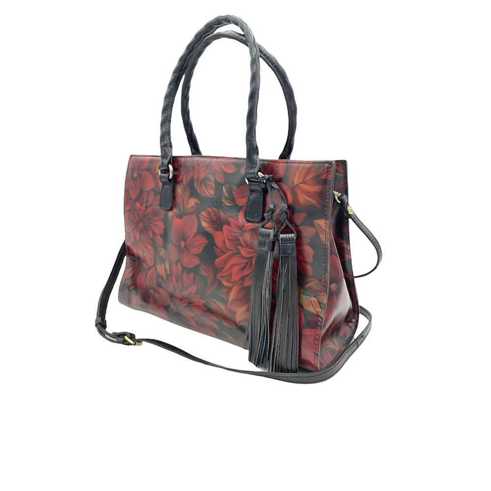 Patricia Nash Leather Primrose Satchel Rustic Mums - Picture 2 of 5